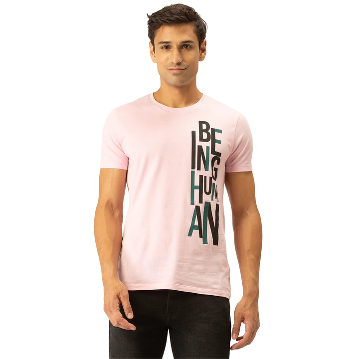 Pink Regular Fit Men's Short Sleeves T-Shirt by Being Human Clothing