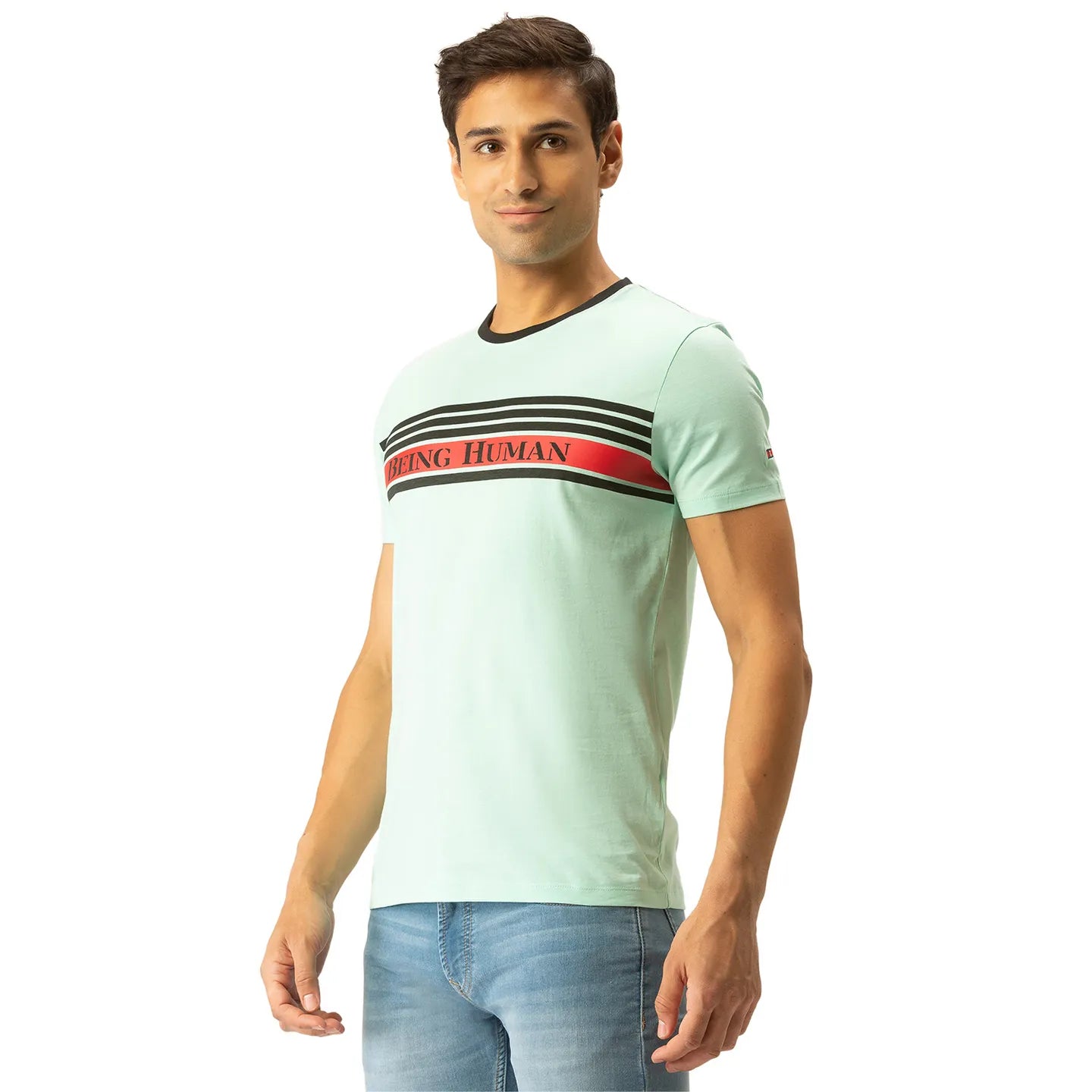 Green Regular Fit Men's Short Sleeves T-Shirt by Being Human Clothing