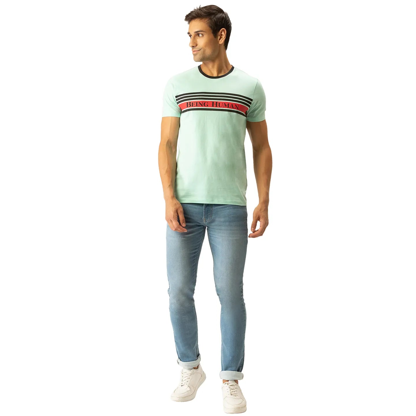 Green Regular Fit Men's Short Sleeves T-Shirt by Being Human Clothing