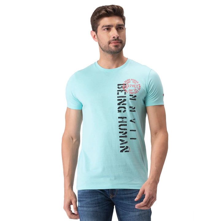 Blue Regular Fit Men's Short Sleeves T-Shirt by Being Human Clothing