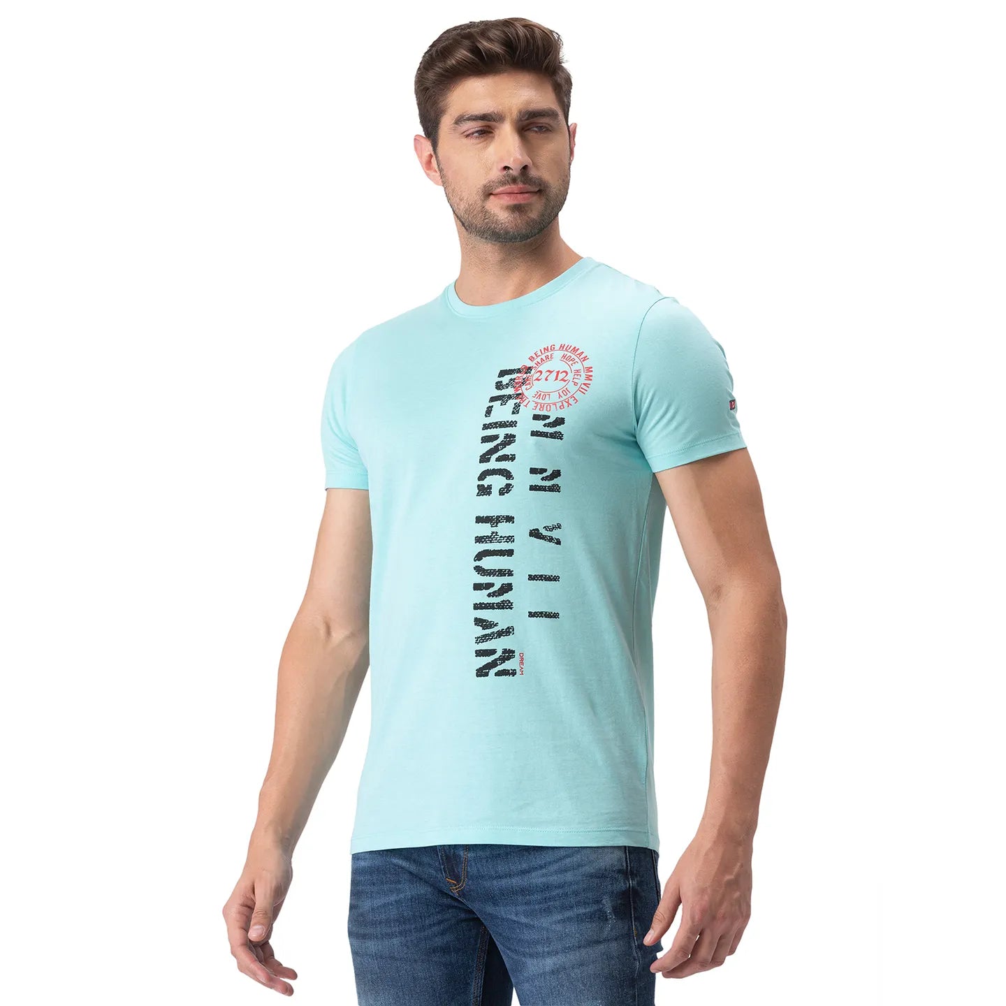 Blue Regular Fit Men's Short Sleeves T-Shirt by Being Human Clothing