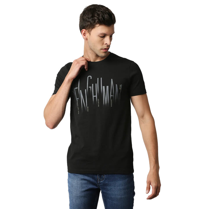 Black Regular Fit Men's Short Sleeves T-Shirt by Being Human Clothing
