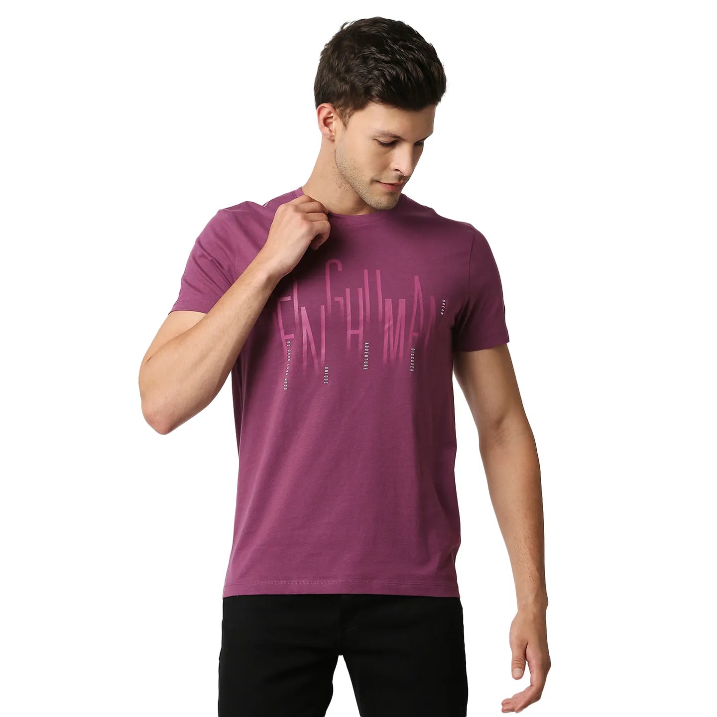 Pink Slim Straight Fit Men's Short Sleeves T-Shirt by Being Human Clothing
