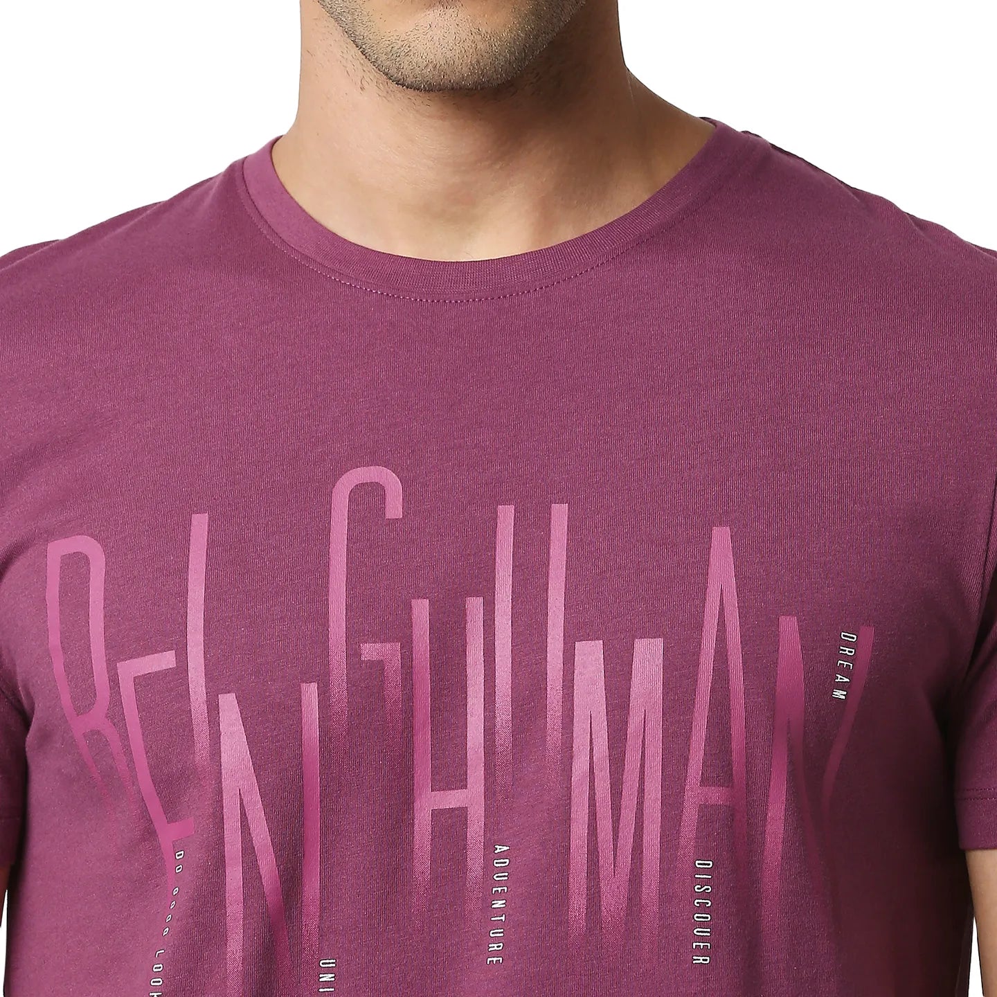 Pink Slim Straight Fit Men's Short Sleeves T-Shirt by Being Human Clothing
