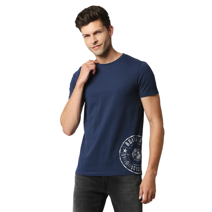 Blue Regular Fit Men's Short Sleeves T-Shirt by Being Human Clothing