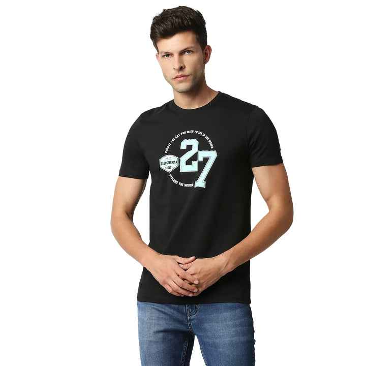 Black Regular Fit Men's Short Sleeves T-Shirt by Being Human Clothing