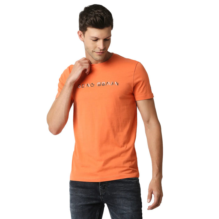 Orange Regular Fit Men's Short Sleeves T-Shirt by Being Human Clothing