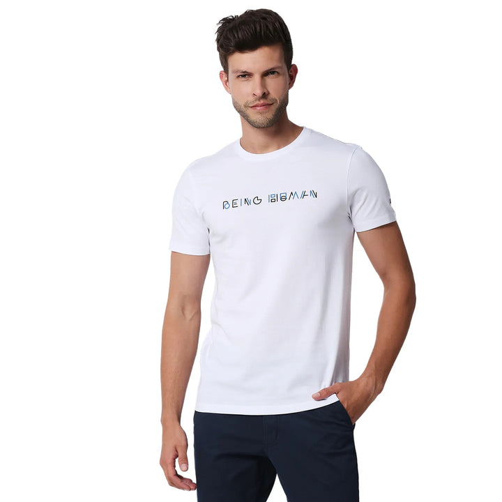 White Regular Fit Men's Short Sleeves T-Shirt by Being Human Clothing