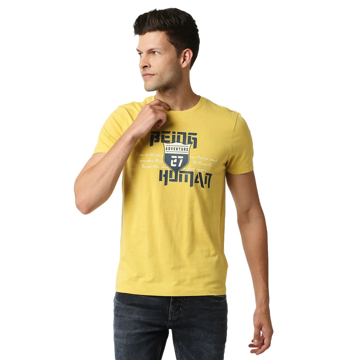 Brown Regular Fit Men's Short Sleeves T-Shirt by Being Human Clothing