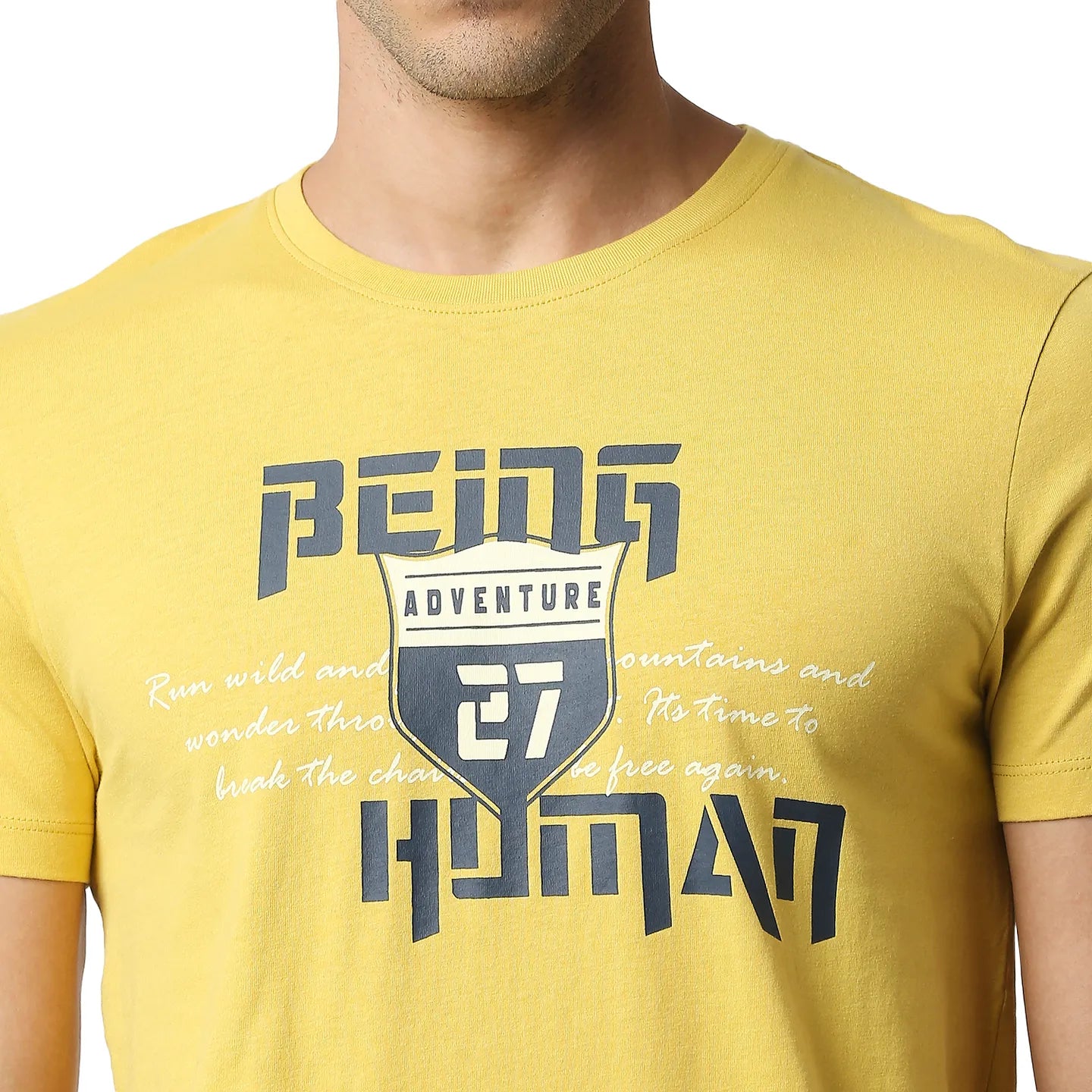 Being Human Clothing Men Regular Fit Crew Neck T-Shirts-Bamboo