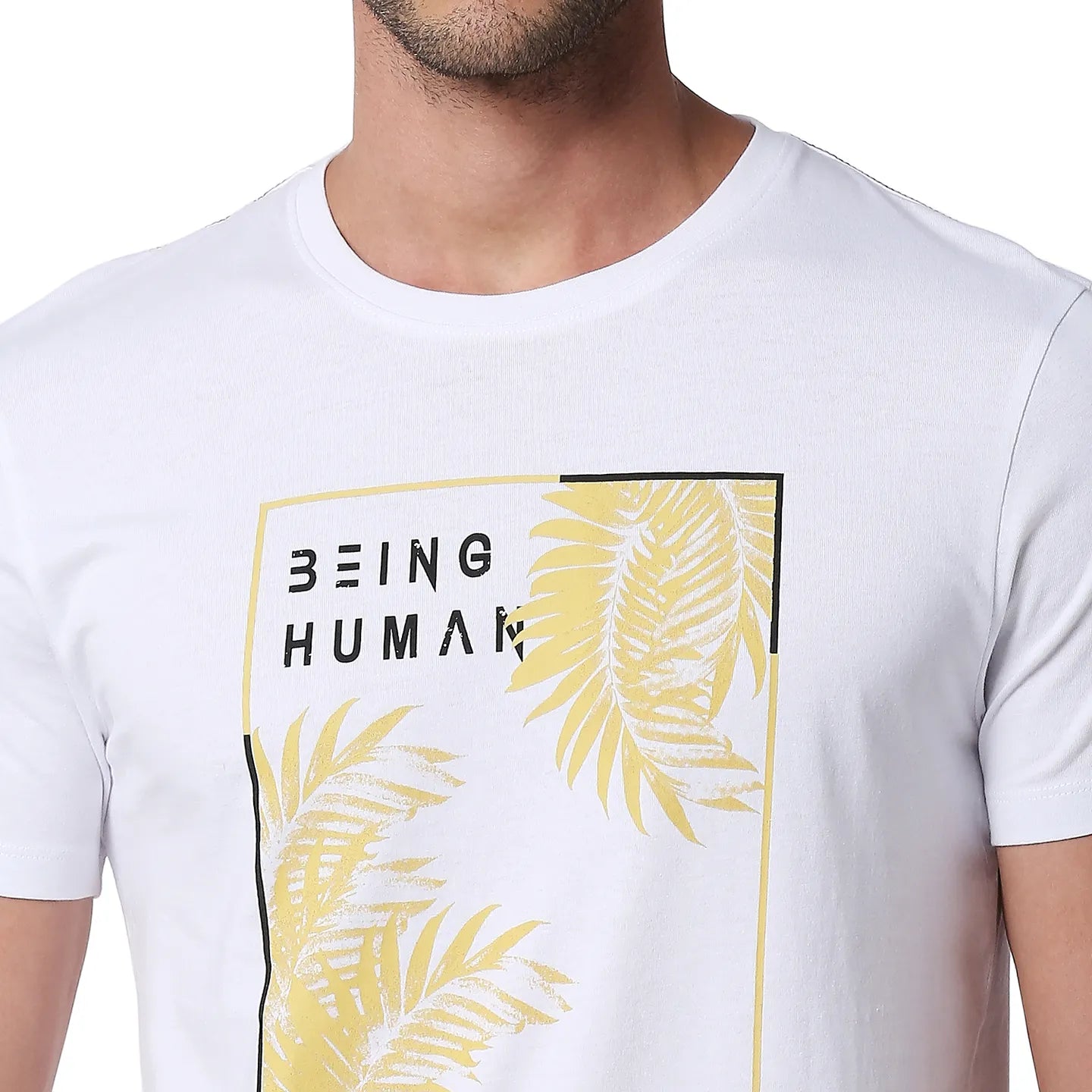 White Regular Fit Men's Short Sleeves T-Shirt by Being Human Clothing