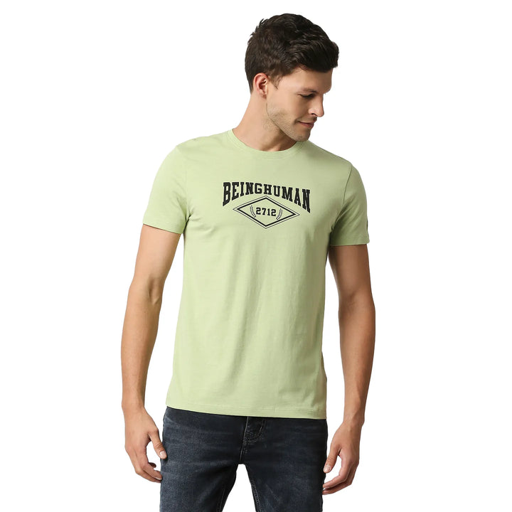 Green Regular Fit Men's Short Sleeves T-Shirt by Being Human Clothing