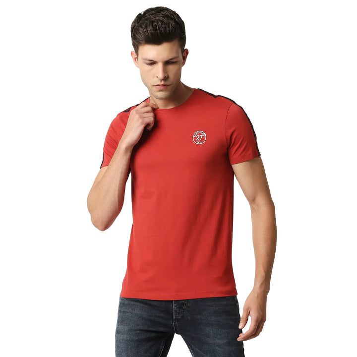 Red Regular Fit Men's Short Sleeves T-Shirt by Being Human Clothing