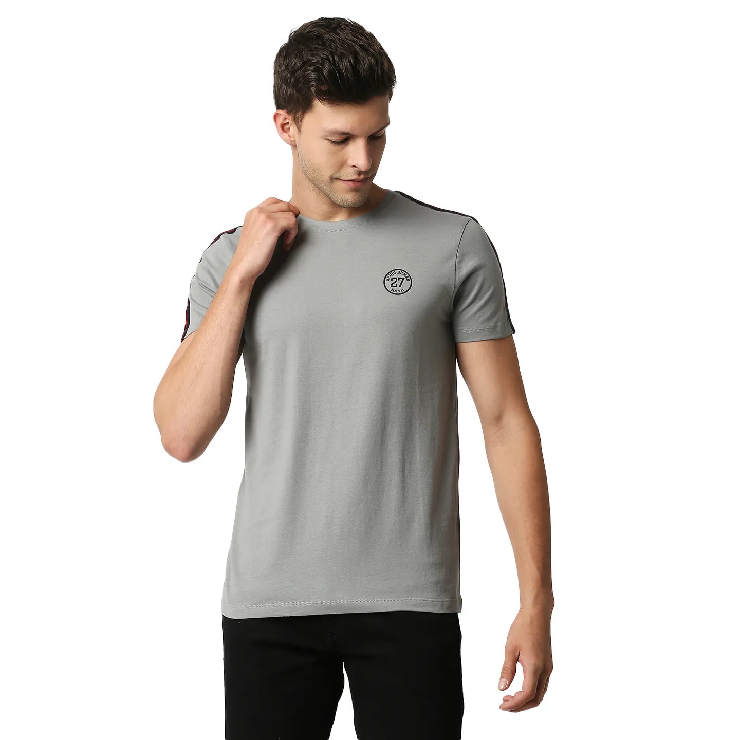 Being Human Clothing Men Regular Fit Crew Neck T-Shirts-Grey