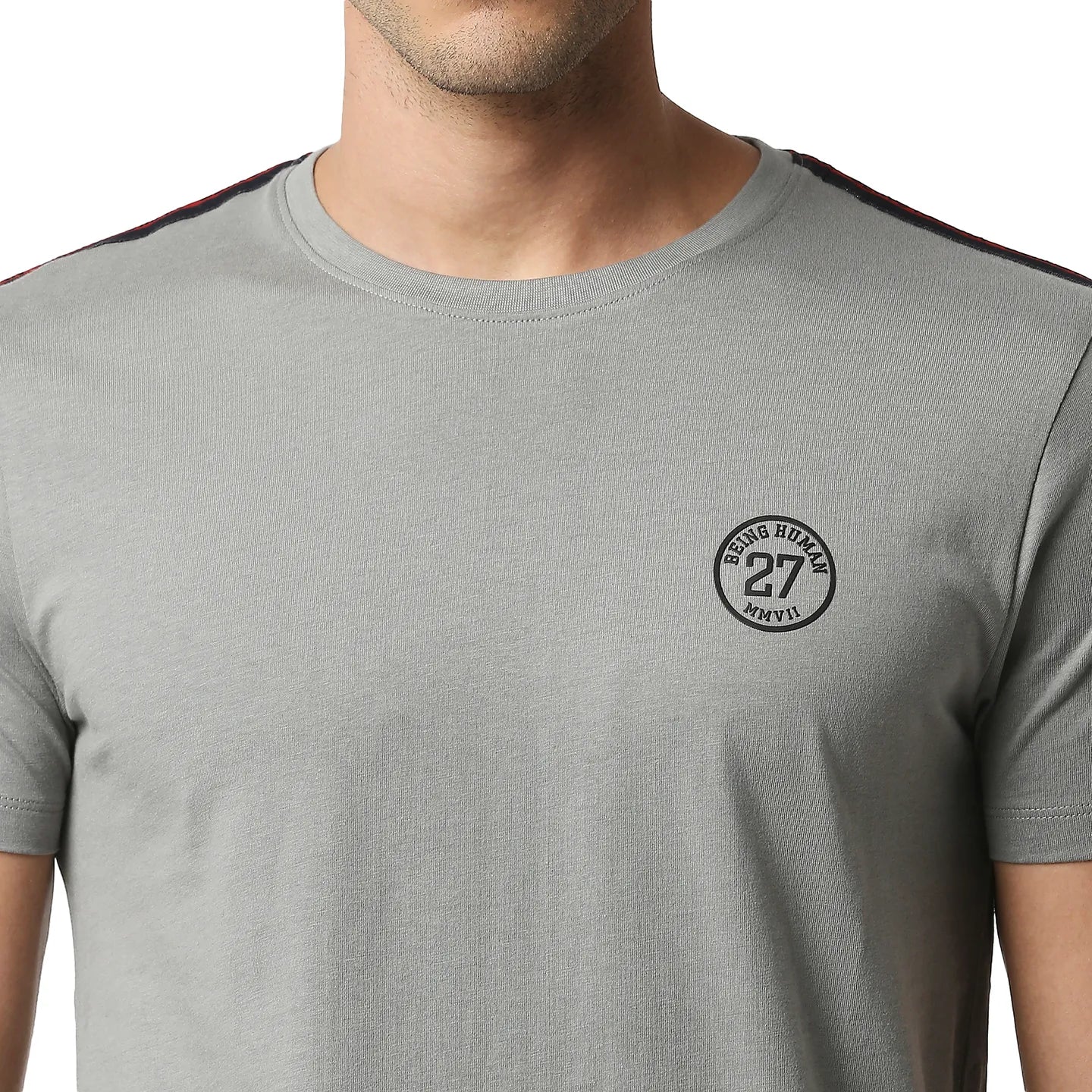 Being Human Clothing Men Regular Fit Crew Neck T-Shirts-Grey