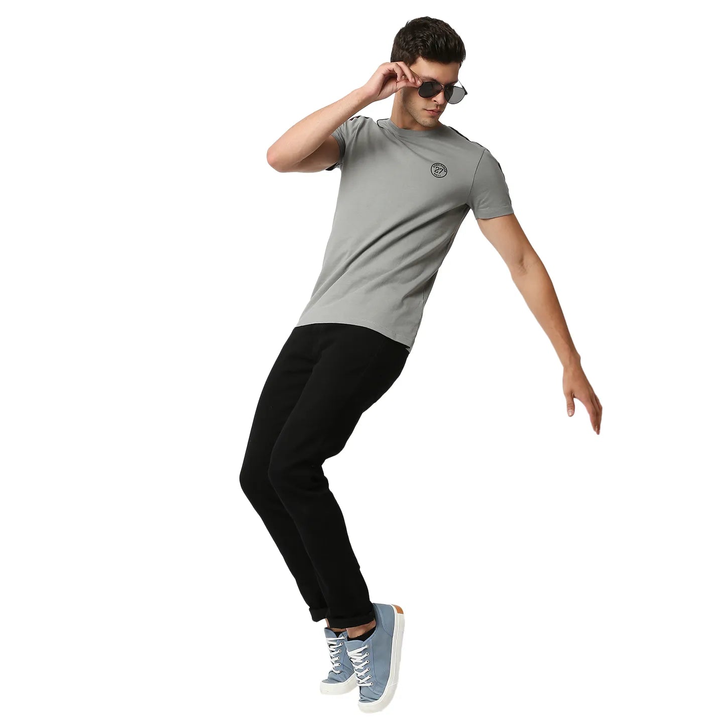 Being Human Clothing Men Regular Fit Crew Neck T-Shirts-Grey