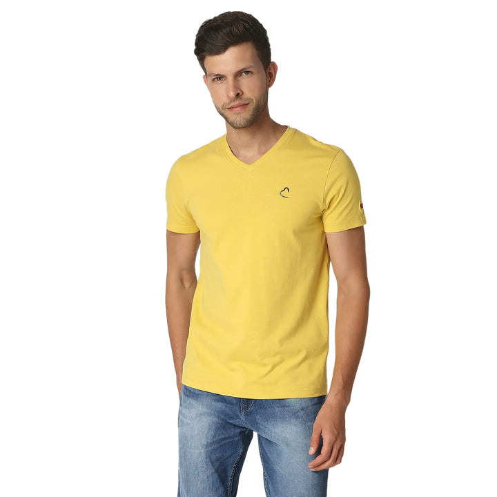 Yellow Regular Fit Men's Short Sleeves T-Shirt by Being Human Clothing