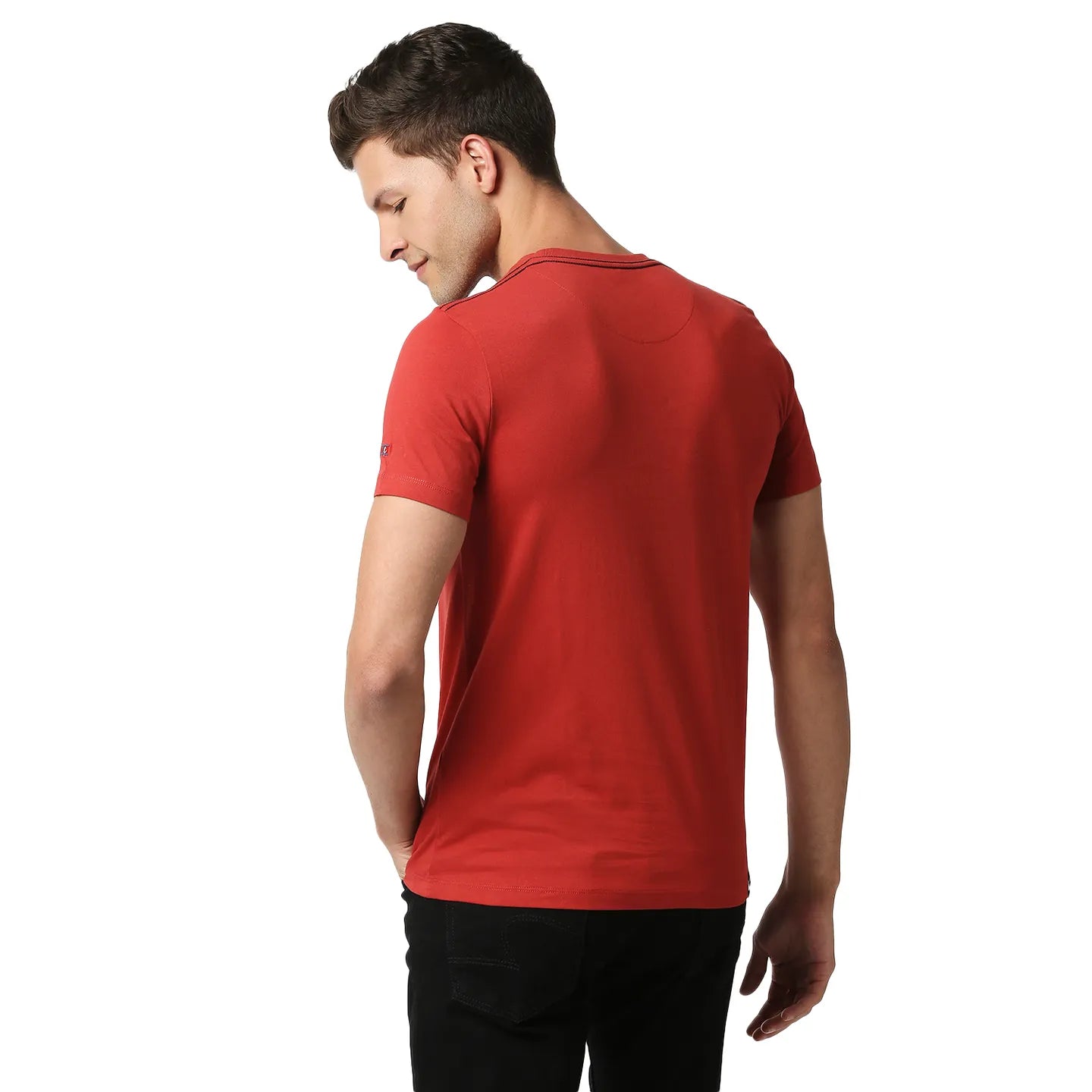 Red Regular Fit Men's Short Sleeves T-Shirt by Being Human Clothing