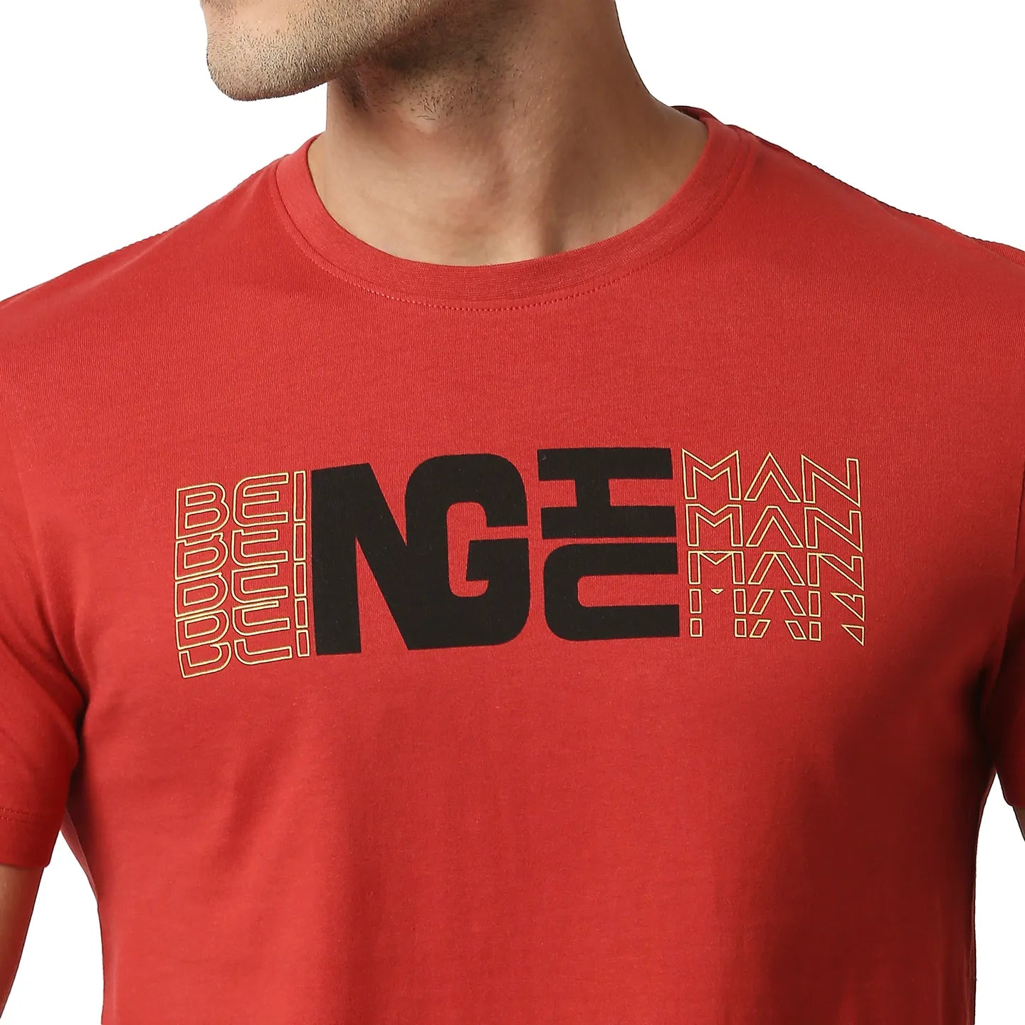 Red Regular Fit Men's Short Sleeves T-Shirt by Being Human Clothing