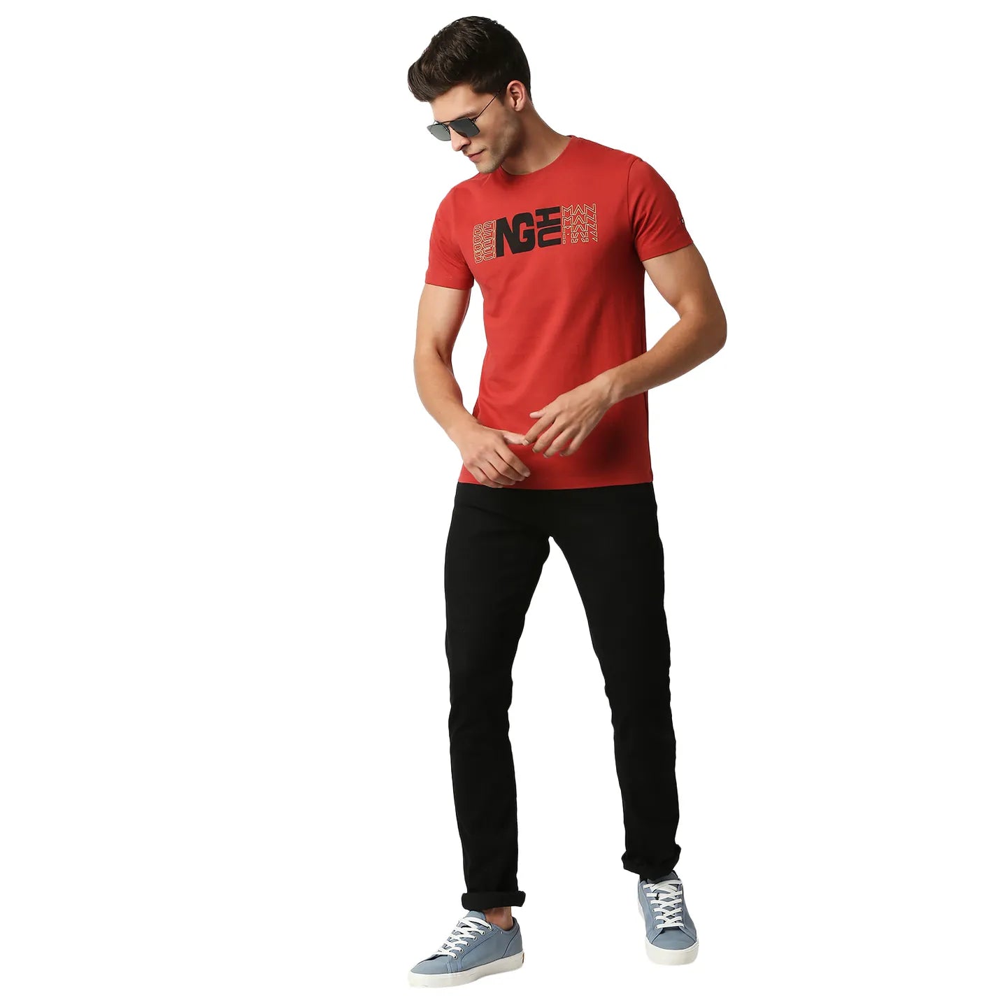 Red Regular Fit Men's Short Sleeves T-Shirt by Being Human Clothing