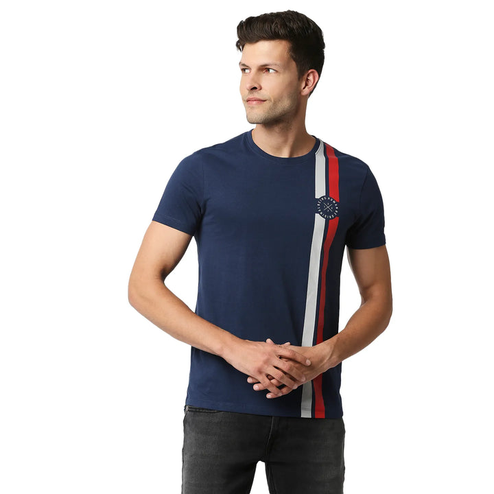 Blue Regular Fit Men's Short Sleeves T-Shirt by Being Human Clothing