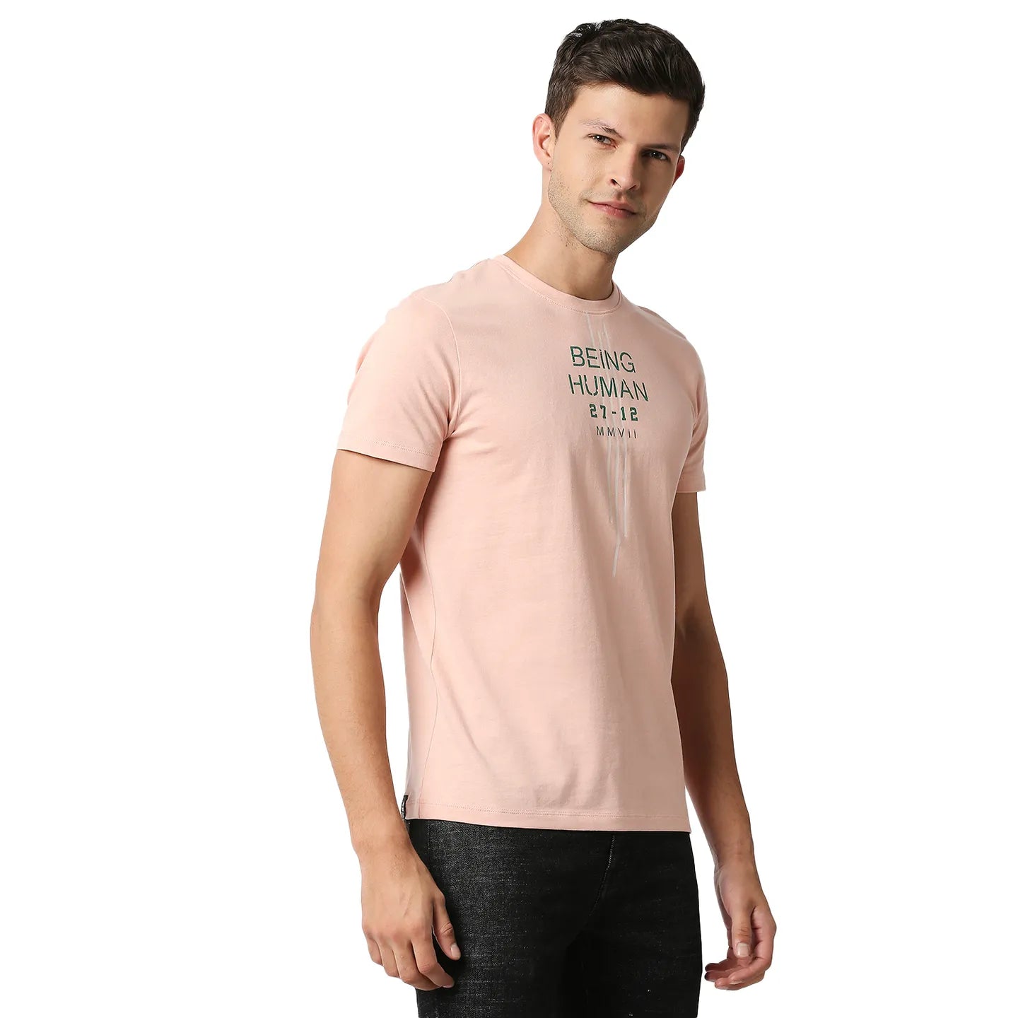 Pink Regular Fit Men's Short Sleeves T-Shirt by Being Human Clothing
