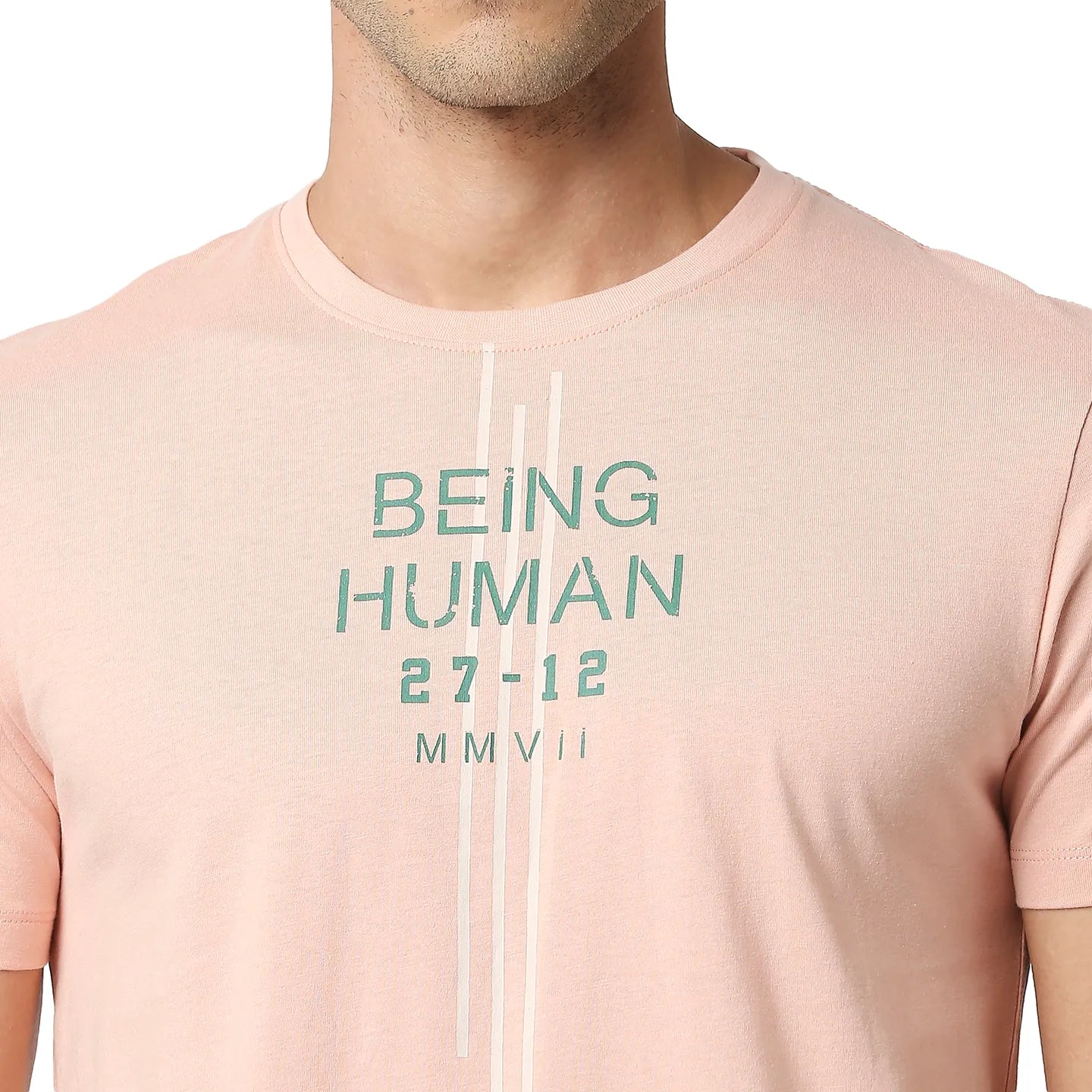 Pink Regular Fit Men's Short Sleeves T-Shirt by Being Human Clothing