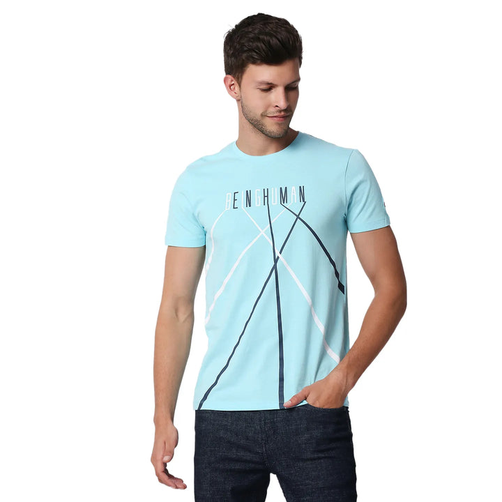 Blue Regular Fit Men's Short Sleeves T-Shirt by Being Human Clothing