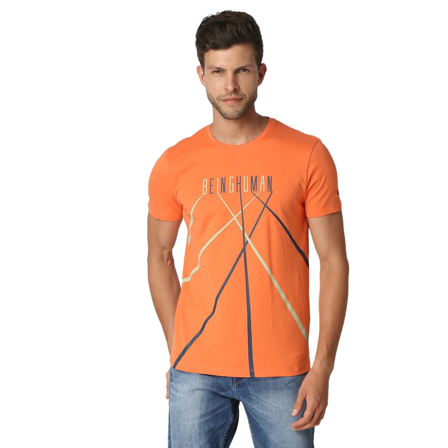 Being Human Clothing Men Regular Fit Crew Neck T-Shirts-Orange