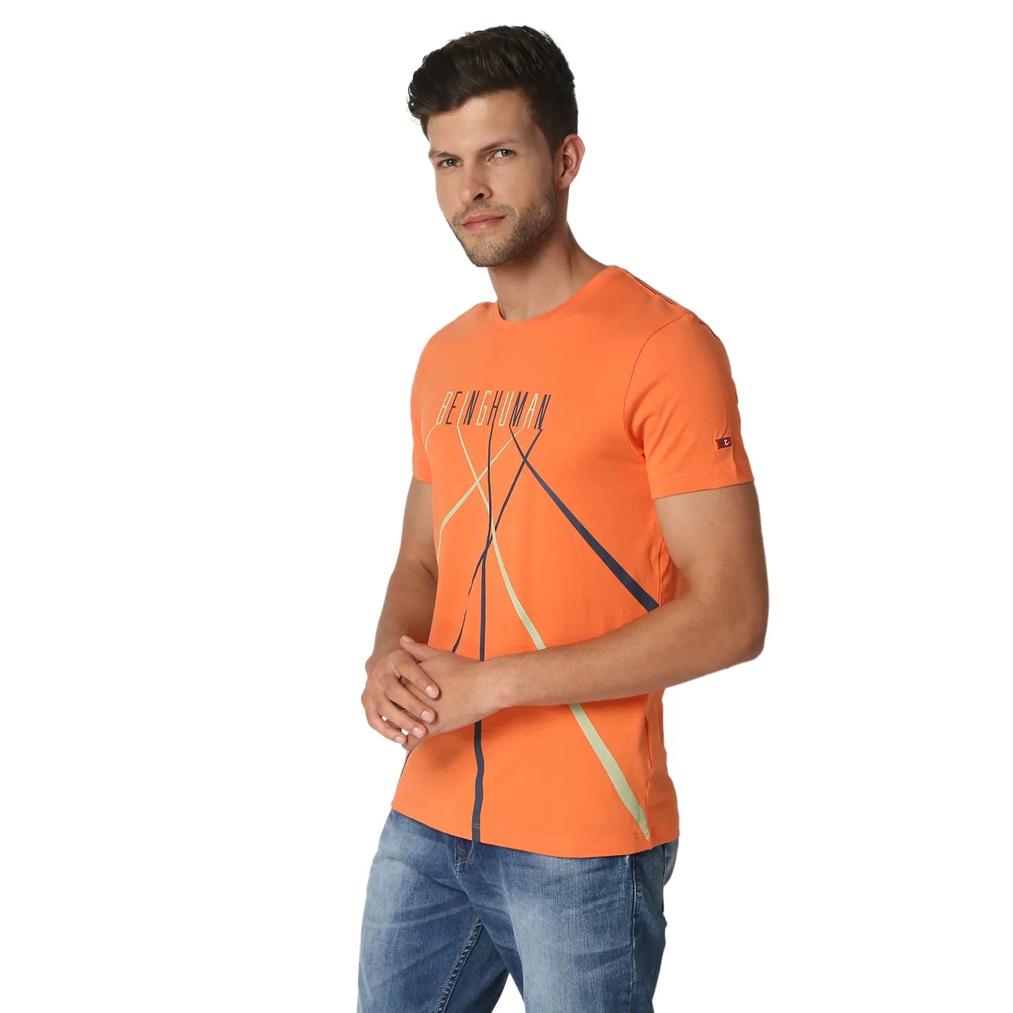 Being Human Clothing Men Regular Fit Crew Neck T-Shirts-Orange