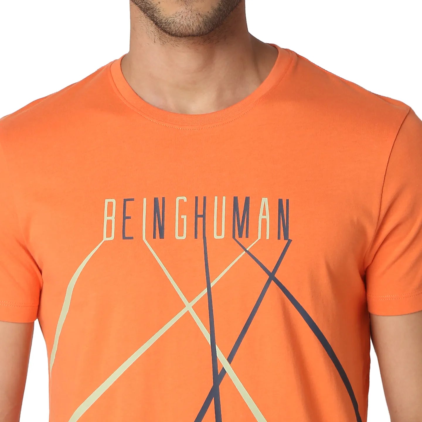 Being Human Clothing Men Regular Fit Crew Neck T-Shirts-Orange