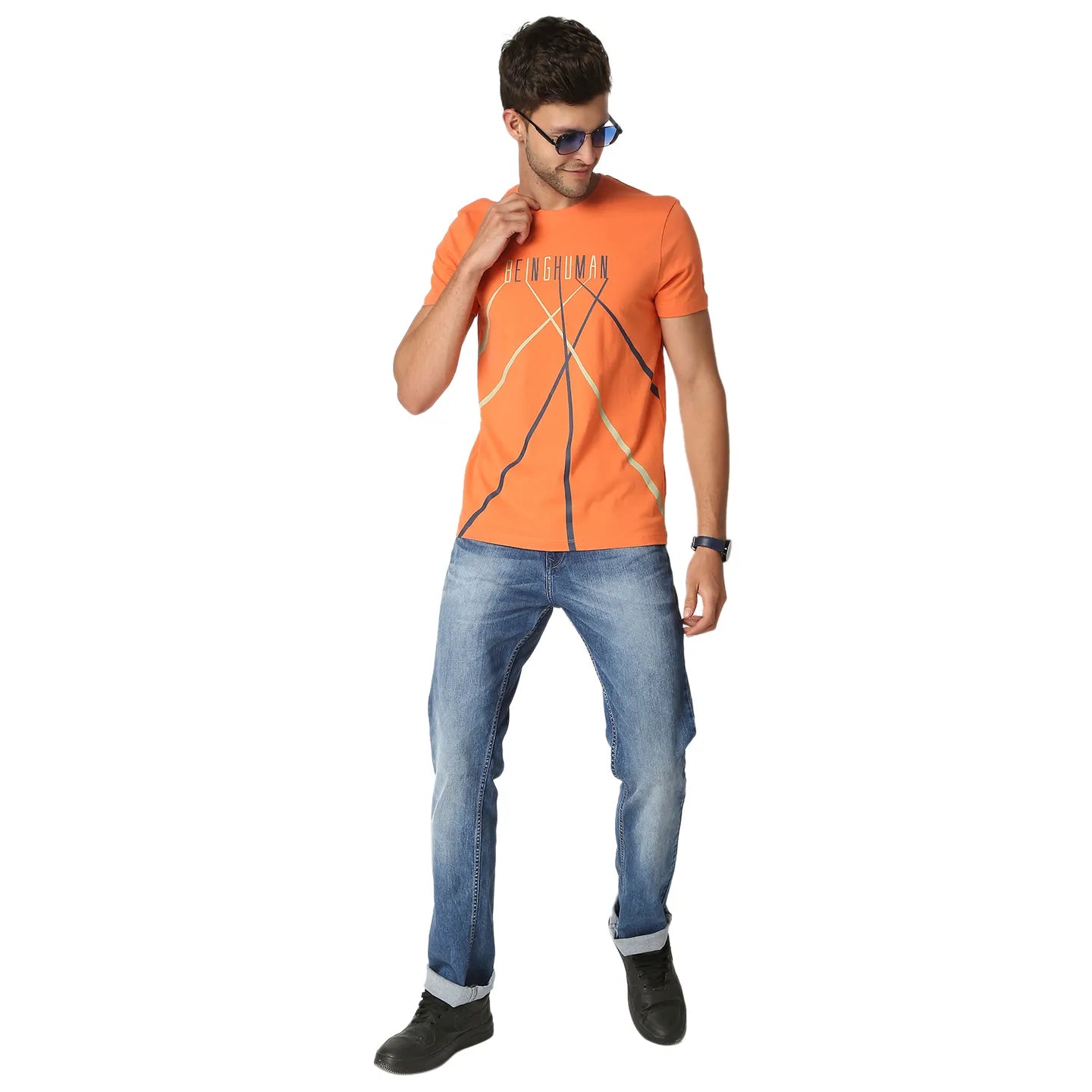 Being Human Clothing Men Regular Fit Crew Neck T-Shirts-Orange
