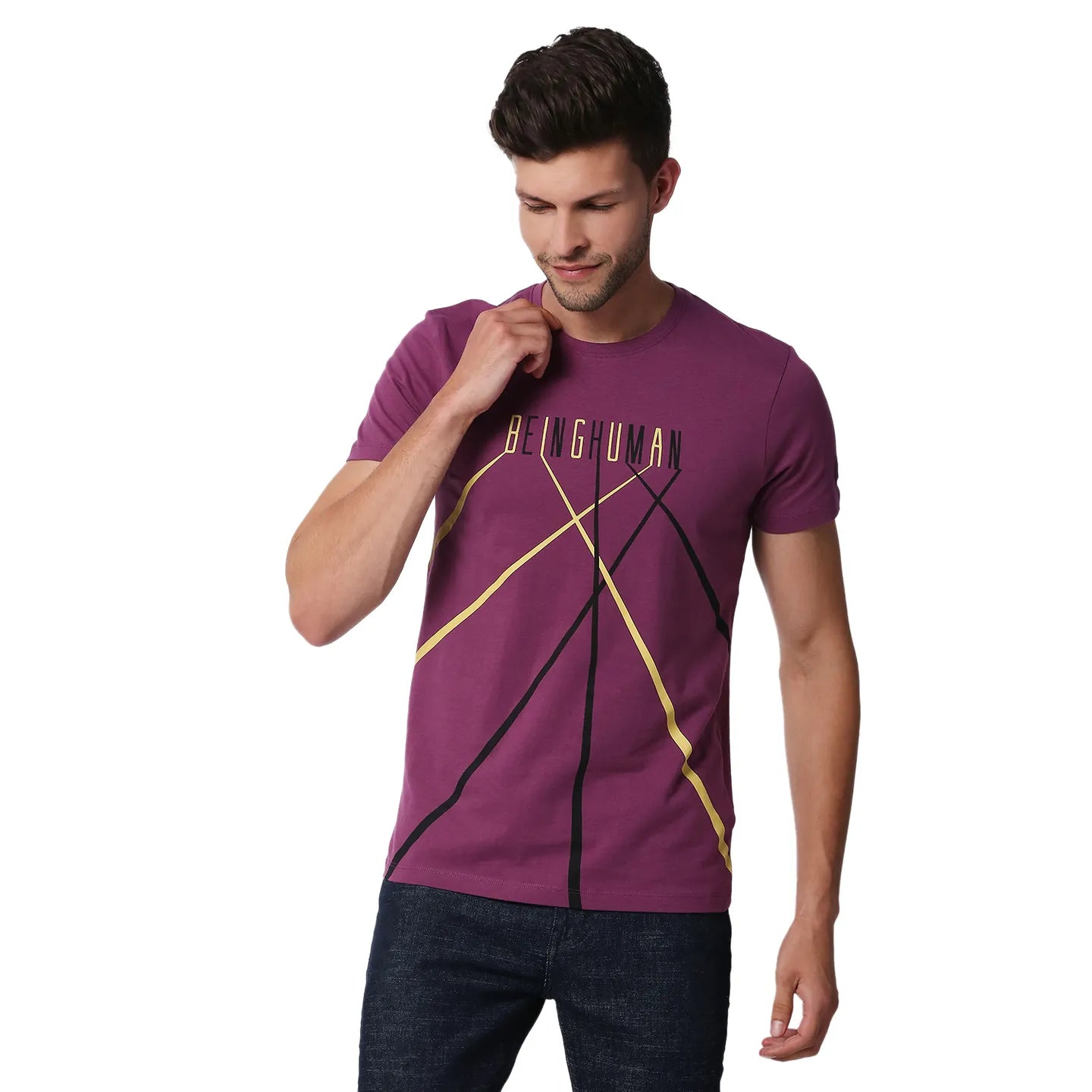 Pink Regular Fit Men's Short Sleeves T-Shirt by Being Human Clothing