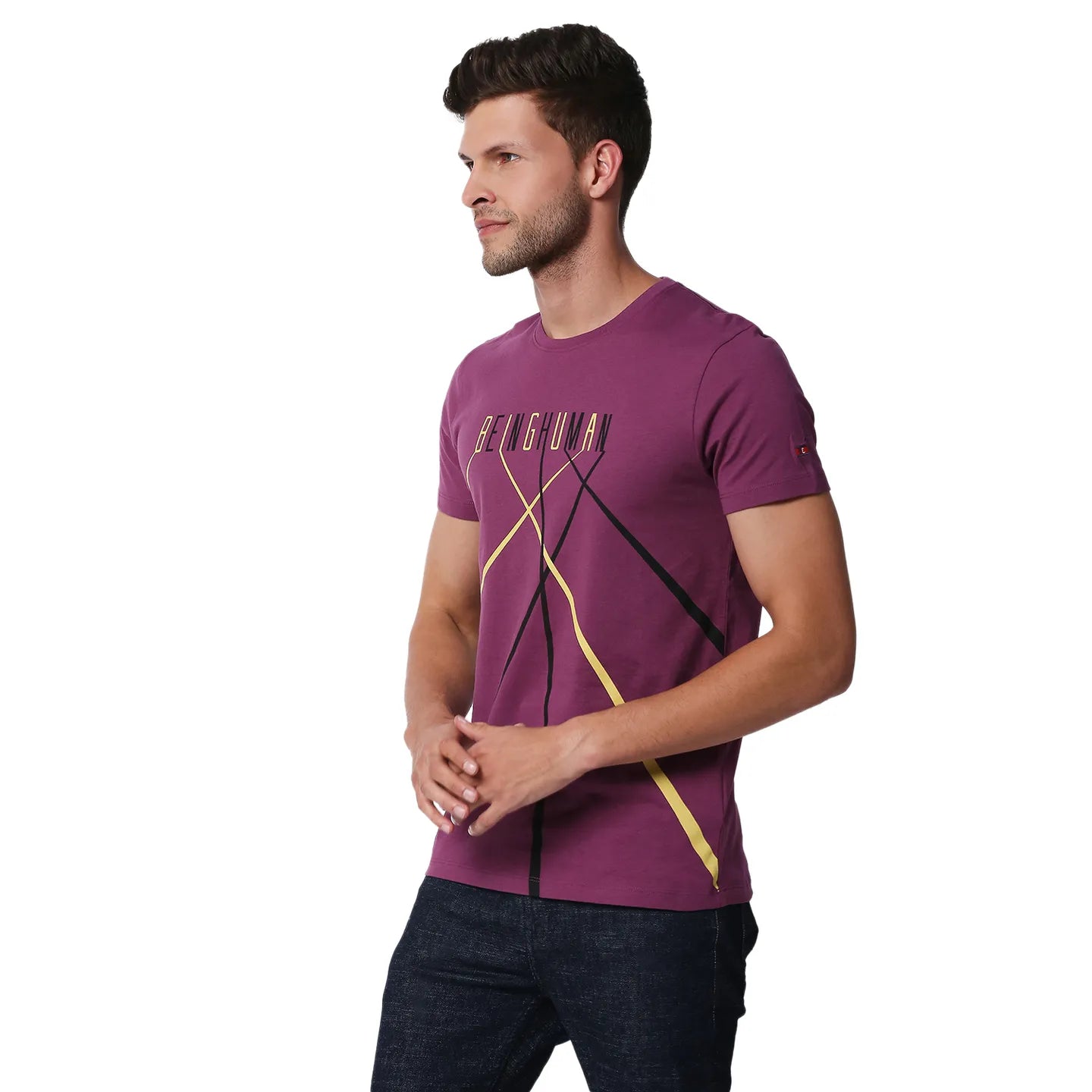 Pink Regular Fit Men's Short Sleeves T-Shirt by Being Human Clothing