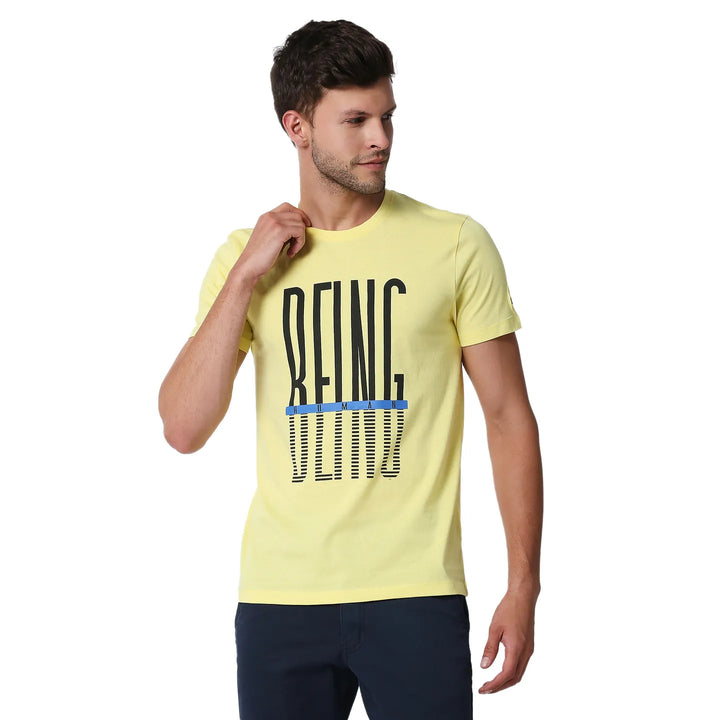 Lemon Regular Fit Round Neck Men's T-Shirt by Being Human Clothing