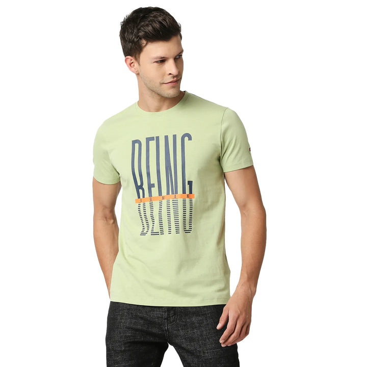 Green Regular Fit Men's Short Sleeves T-Shirt by Being Human Clothing