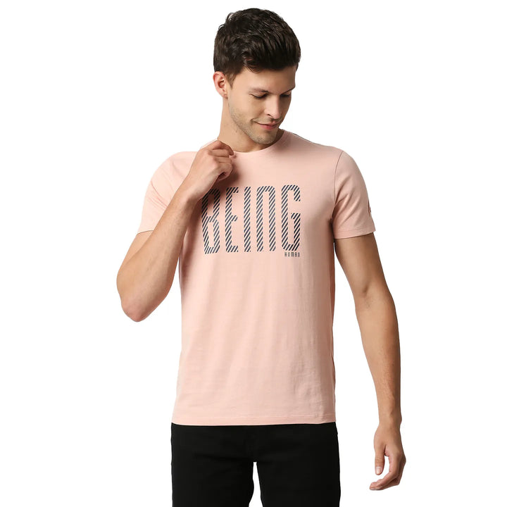 Pink Regular Fit Men's Short Sleeves T-Shirt by Being Human Clothing
