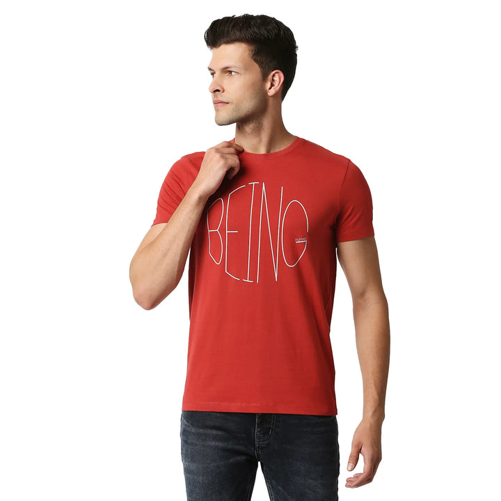 Red Regular Fit Men's Short Sleeves T-Shirt by Being Human Clothing