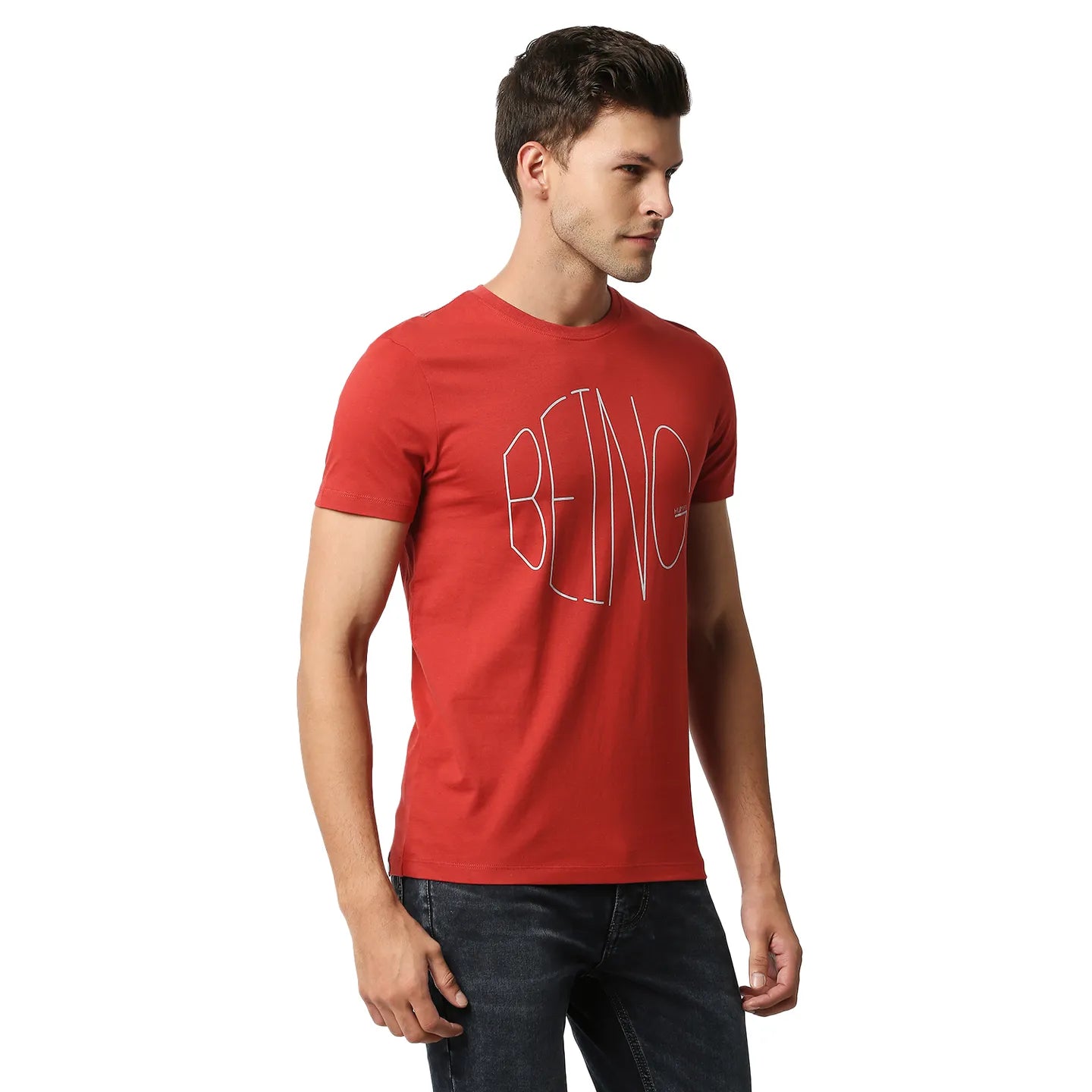 Red Regular Fit Men's Short Sleeves T-Shirt by Being Human Clothing