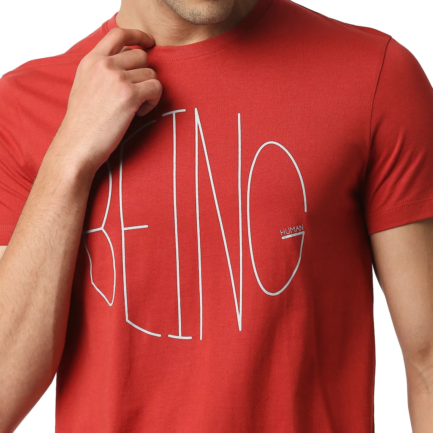 Red Regular Fit Men's Short Sleeves T-Shirt by Being Human Clothing