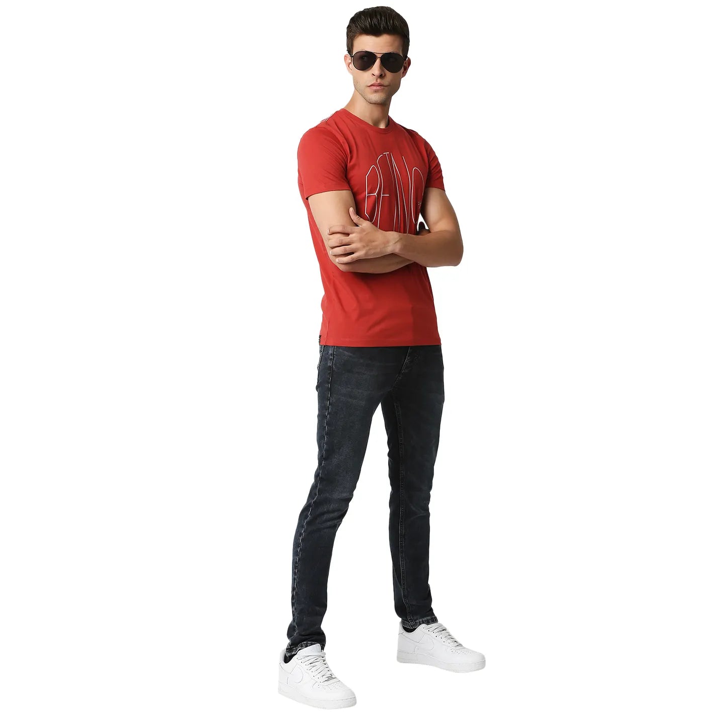 Red Regular Fit Men's Short Sleeves T-Shirt by Being Human Clothing