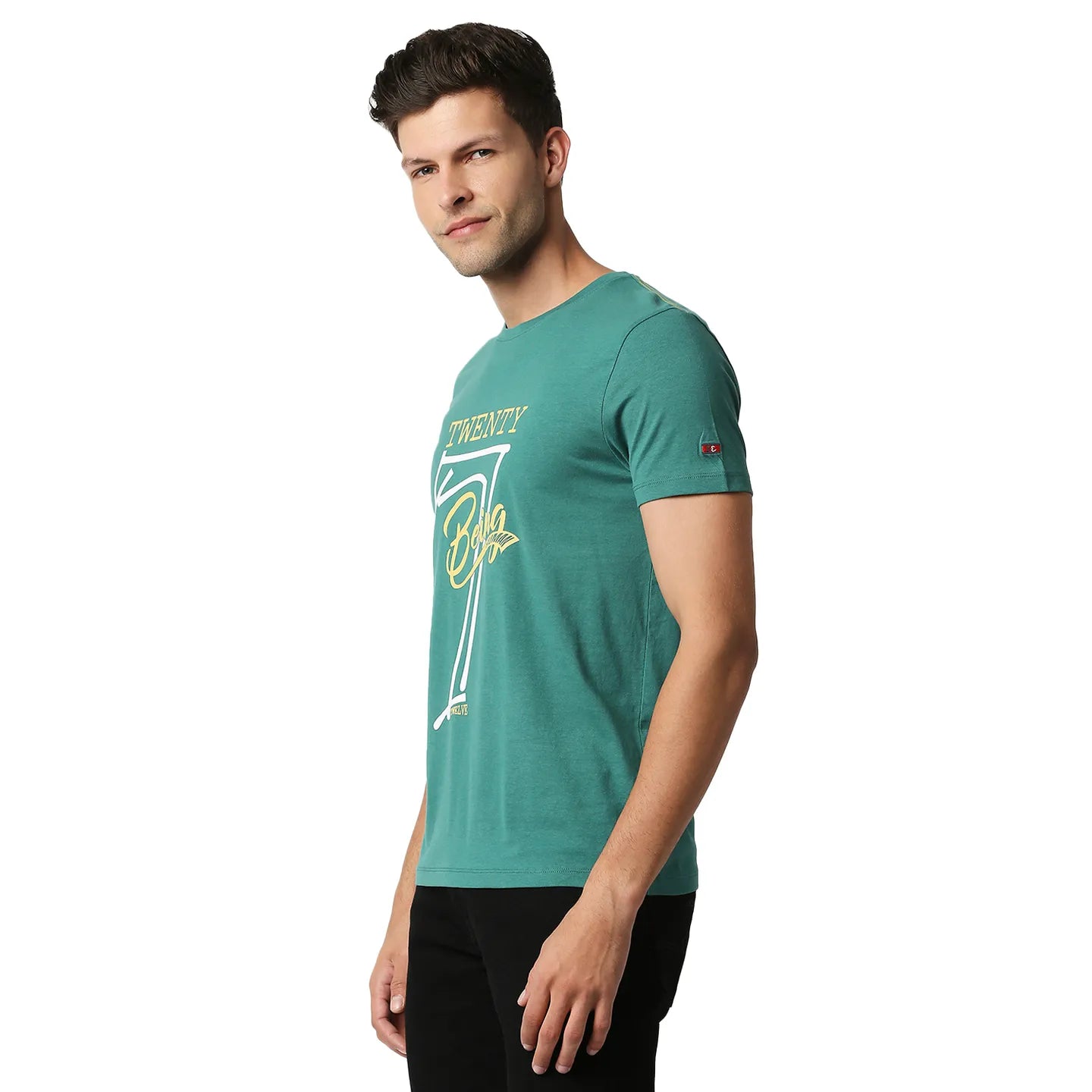 Green Regular Fit Men's Short Sleeves T-Shirt by Being Human Clothing