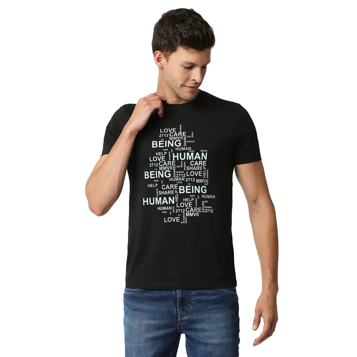Black Regular Fit Men's Short Sleeves T-Shirt by Being Human Clothing