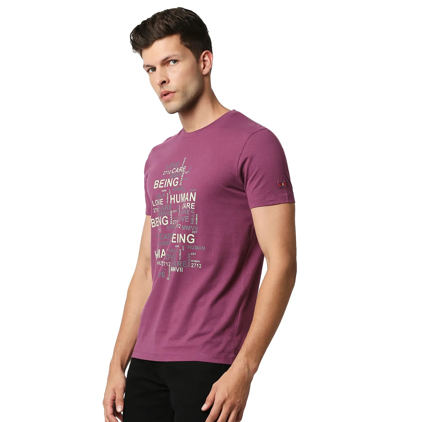 Pink Regular Fit Men's Short Sleeves T-Shirt by Being Human Clothing