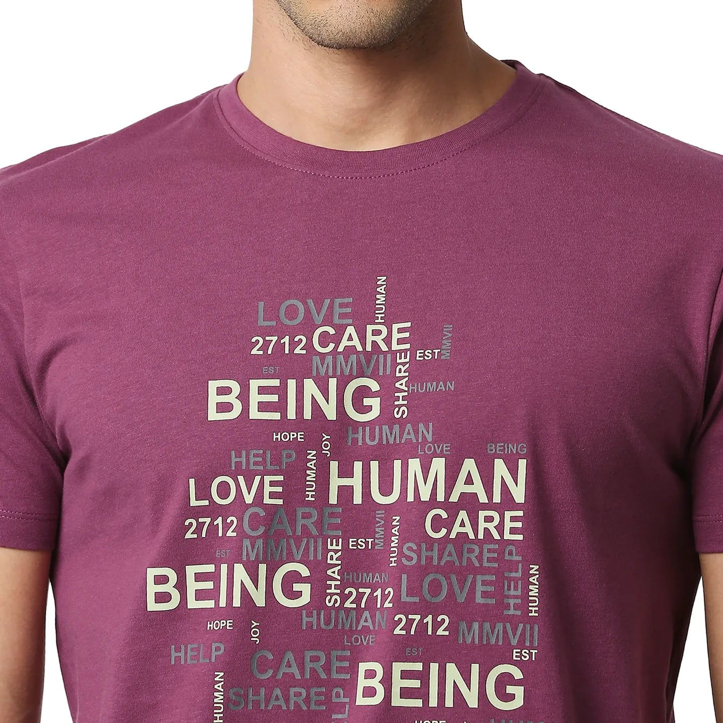 Pink Regular Fit Men's Short Sleeves T-Shirt by Being Human Clothing