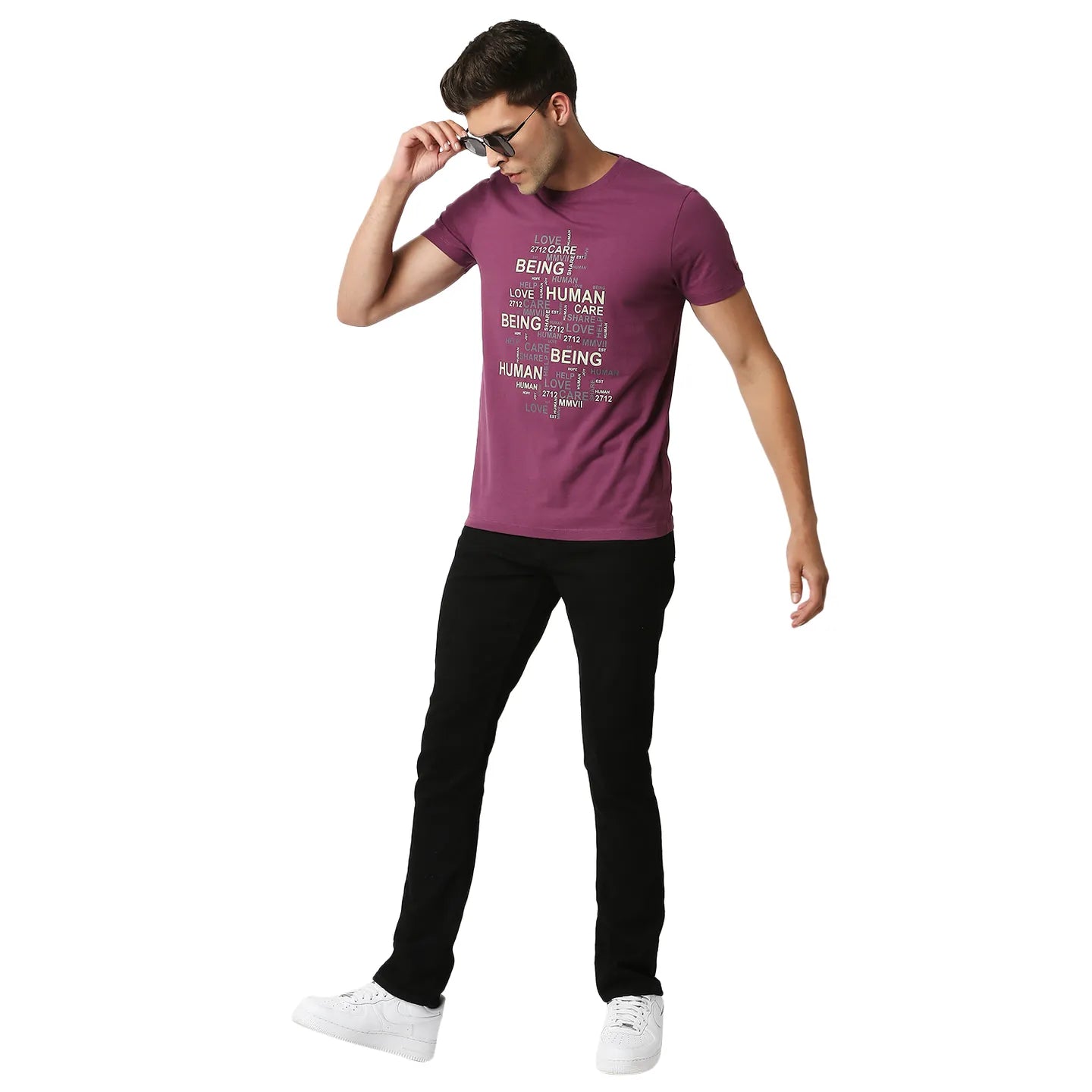 Pink Regular Fit Men's Short Sleeves T-Shirt by Being Human Clothing