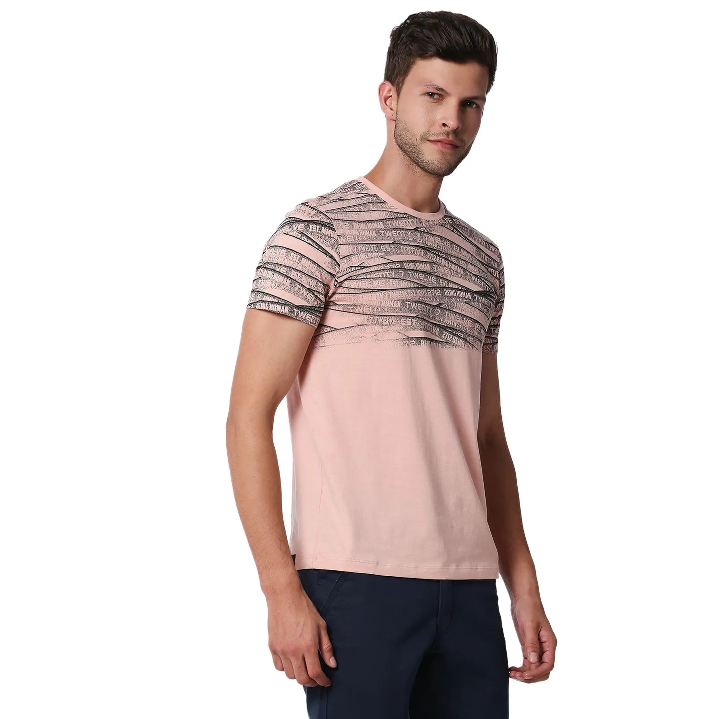 Pink Regular Fit Men's Short Sleeves T-Shirt by Being Human Clothing