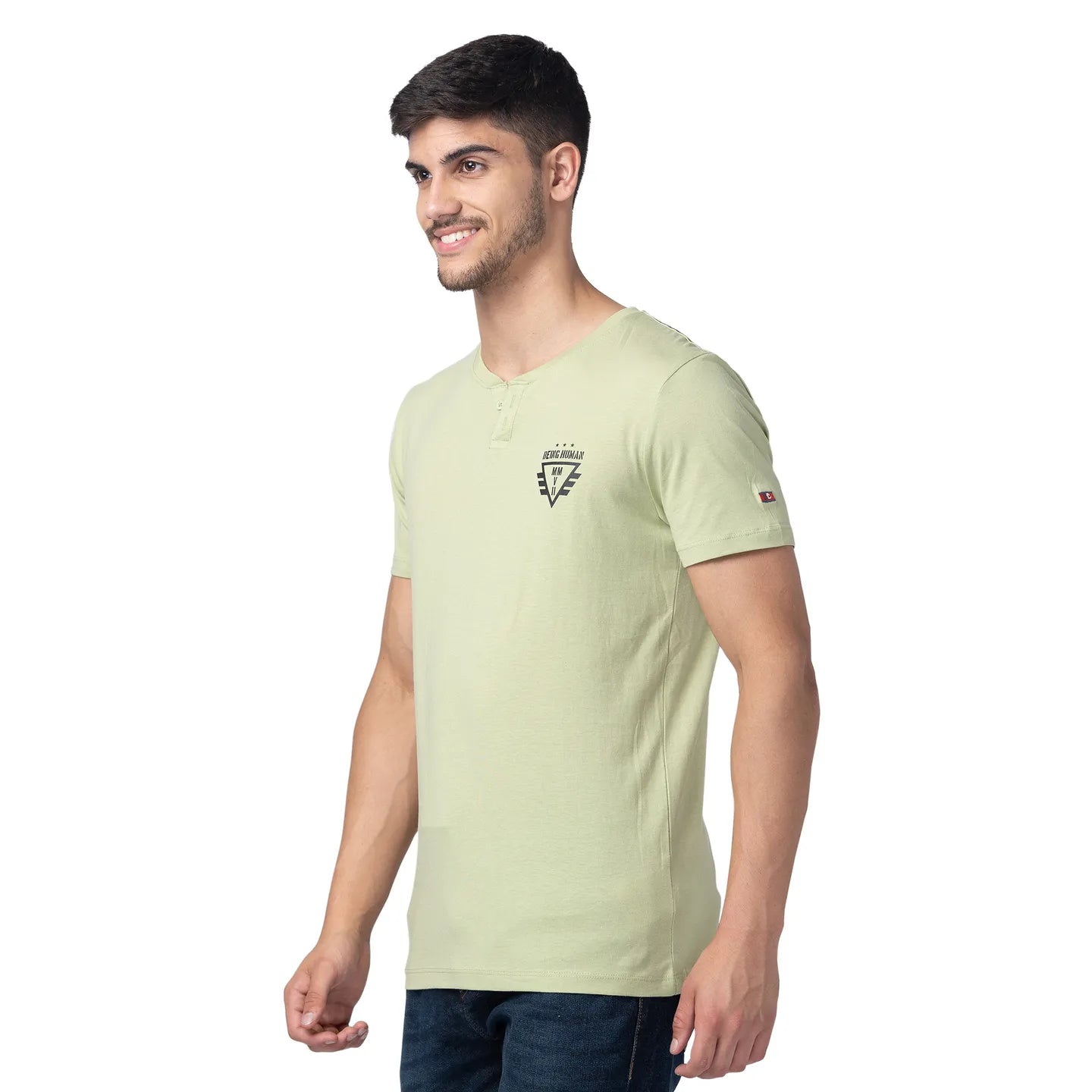 Green Regular Fit Men's Short Sleeves T-Shirt by Being Human Clothing