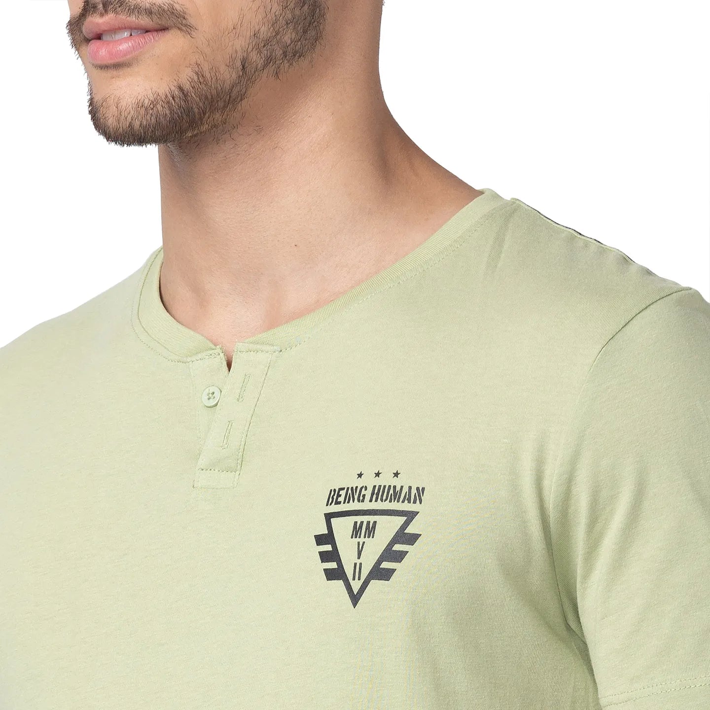 Green Regular Fit Men's Short Sleeves T-Shirt by Being Human Clothing