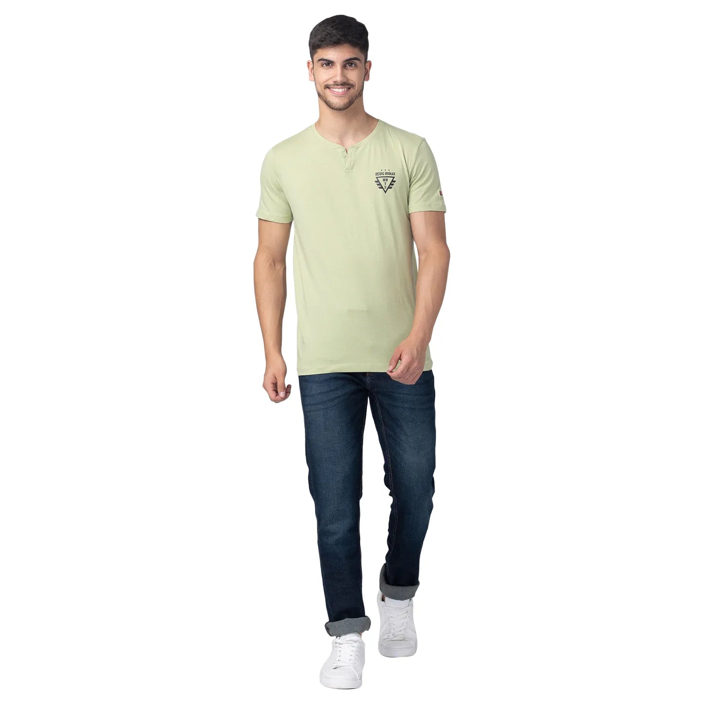 Green Regular Fit Men's Short Sleeves T-Shirt by Being Human Clothing